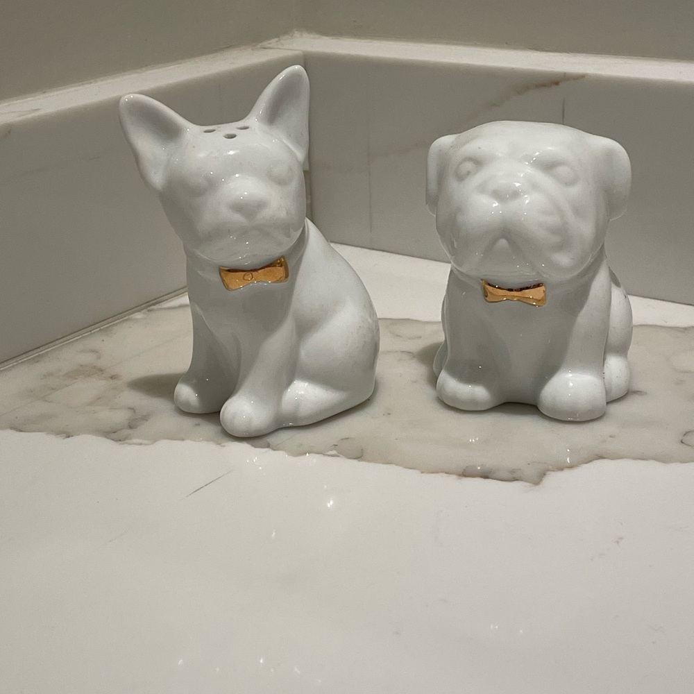 Charming White Dog Salt and Pepper Shakers